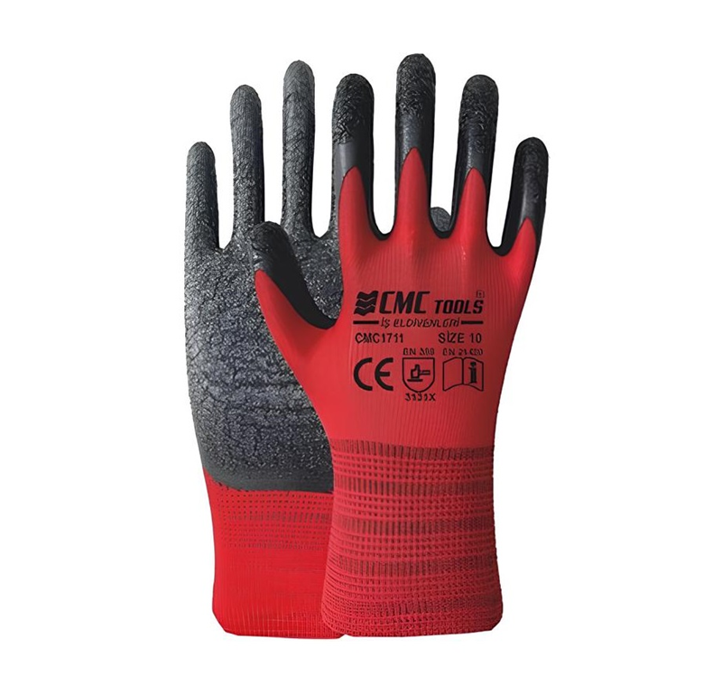 3/4 ELDİVEN KIRMIZI-SİYAH LATEX